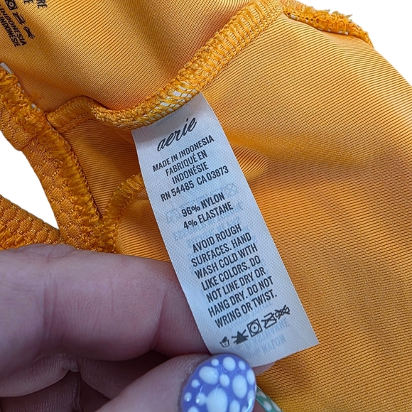 Aerie Scoop Button Front Textured Bikini Top XL Yellow Honeycomb Knit - Picture 4 of 6